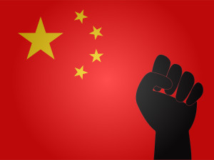 Chinese Flag with Protest Sign EPS10